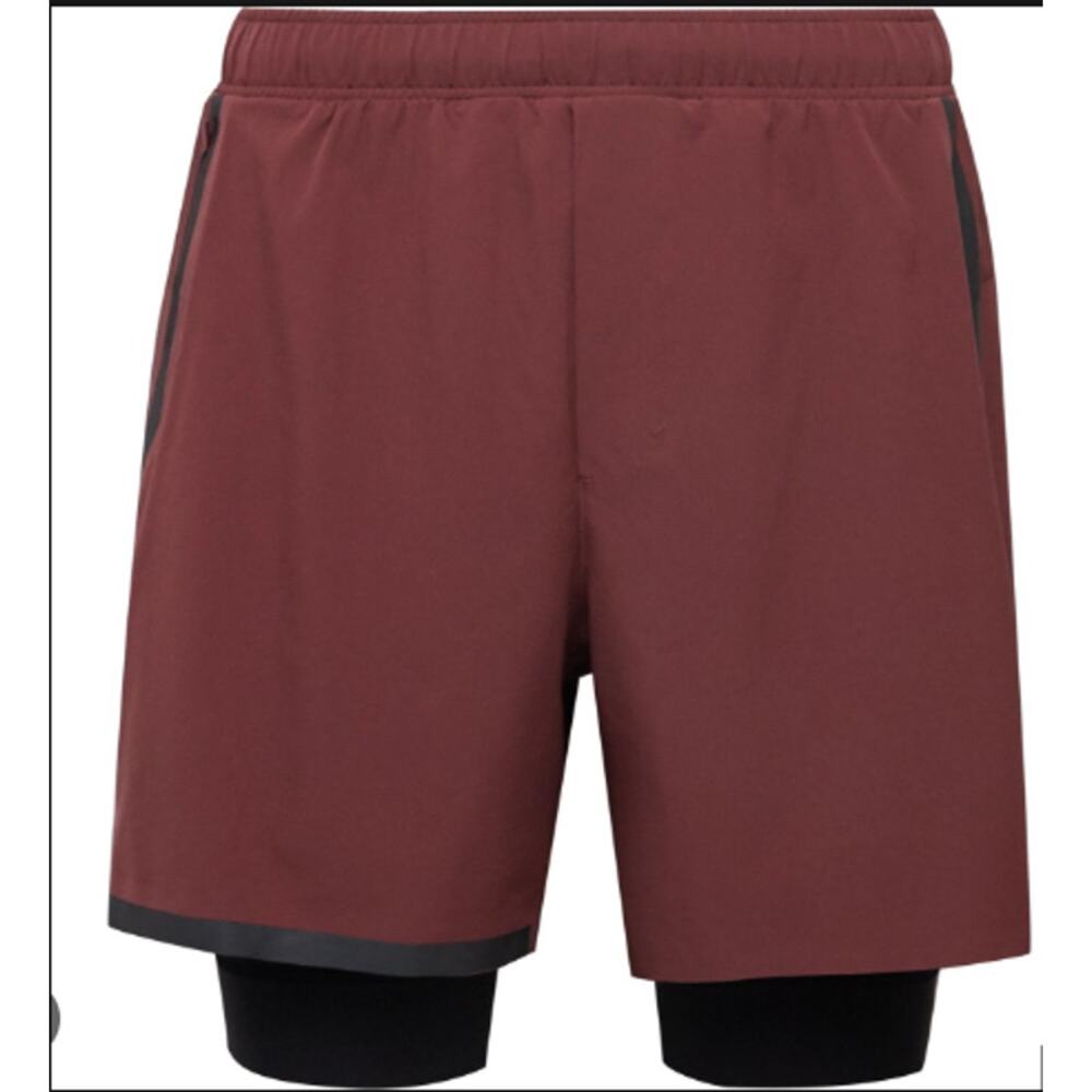 LULULEMON Surge‎ Short Lined Medium 6" Maroon Red Black Reflective Running
